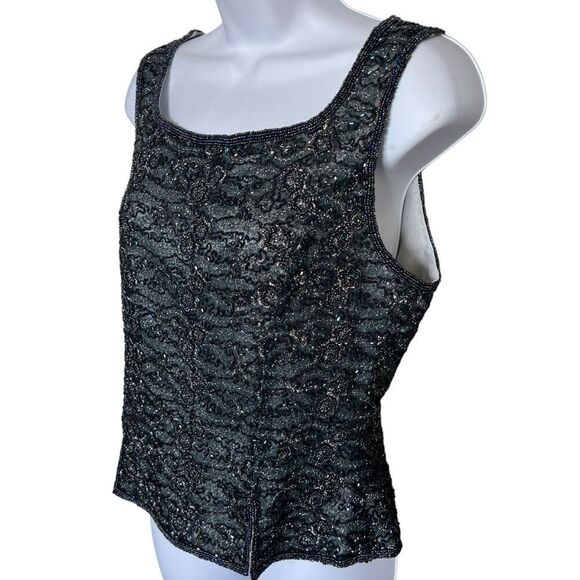 ADRIANNA PAPELL Vintage Beaded Silk Top Size 10 - Picture 3 of 8